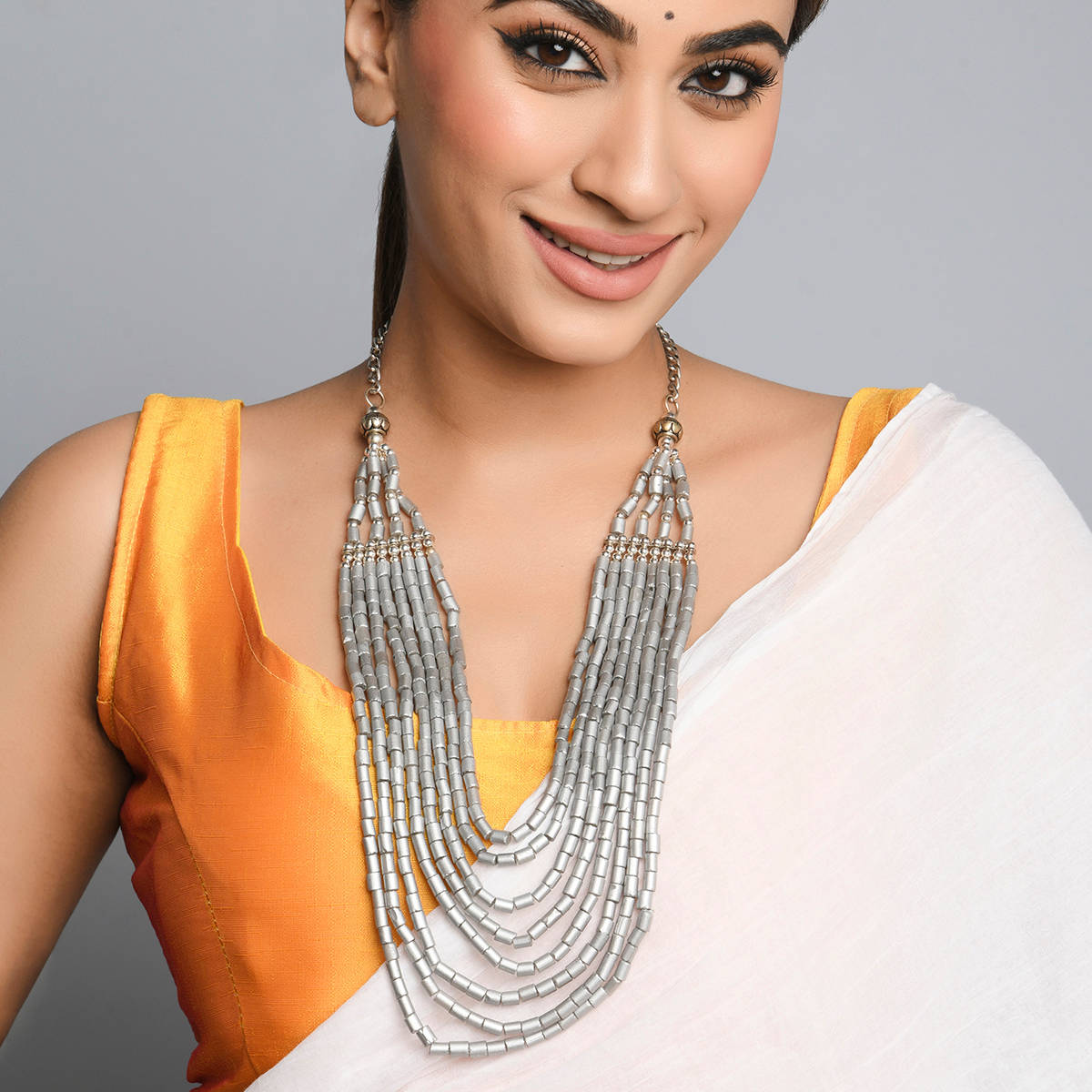 Fida Wedding Ethnic Oxidised Silver Floral Multi Layer Beaded Jewellery for Women