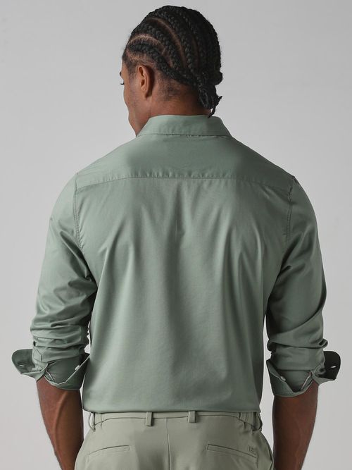 Buy Mufti Light Sage Green Solid Men Shirt Online