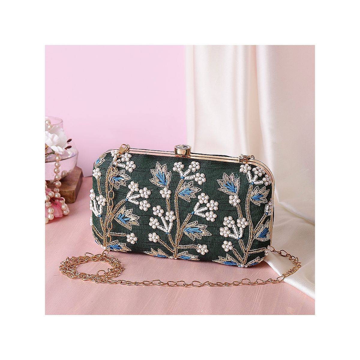 SWISNI Green Canvas Clutches SWIS-493