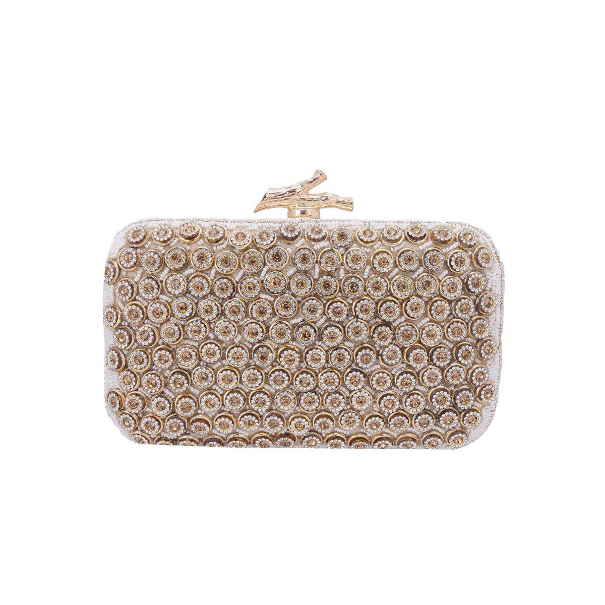 SWISNI Cream Satin Clutches SWIS-619