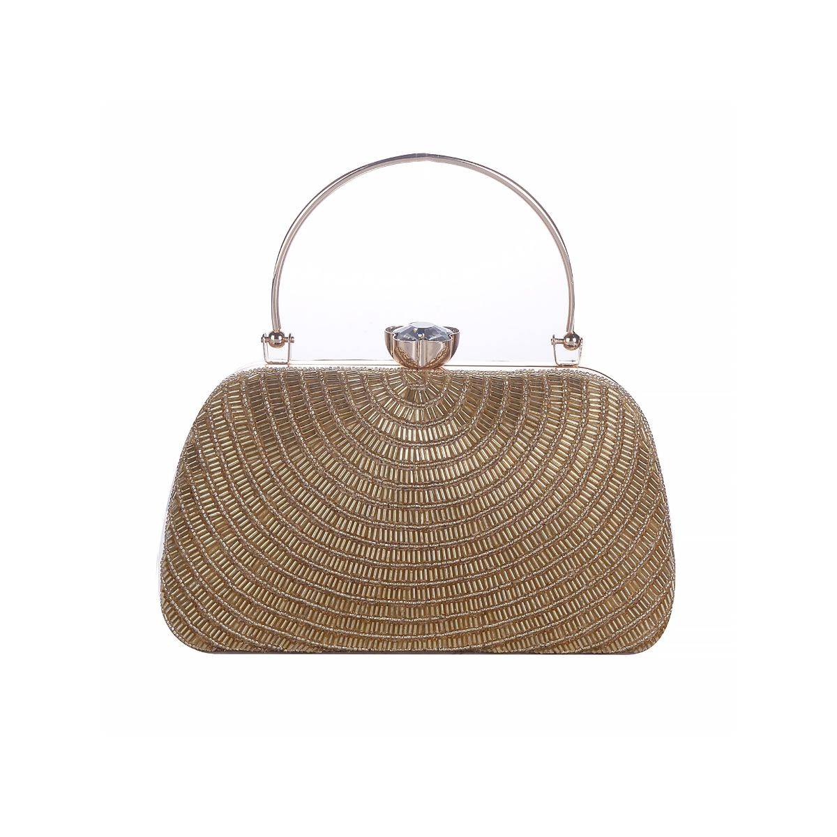 SWISNI Gold Satin Clutches SWIS-666