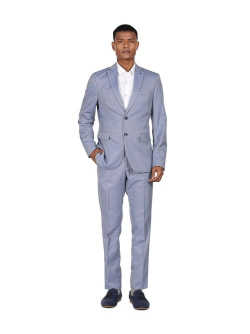 Buy Arrow Men Blue Tailored Regular Fit Patterned Formal Two Piece