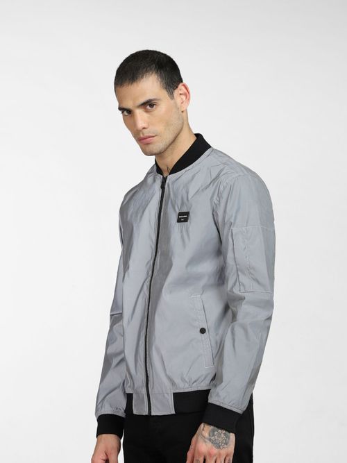 Buy Jack Jones Grey Reflective Bomber Jacket Online