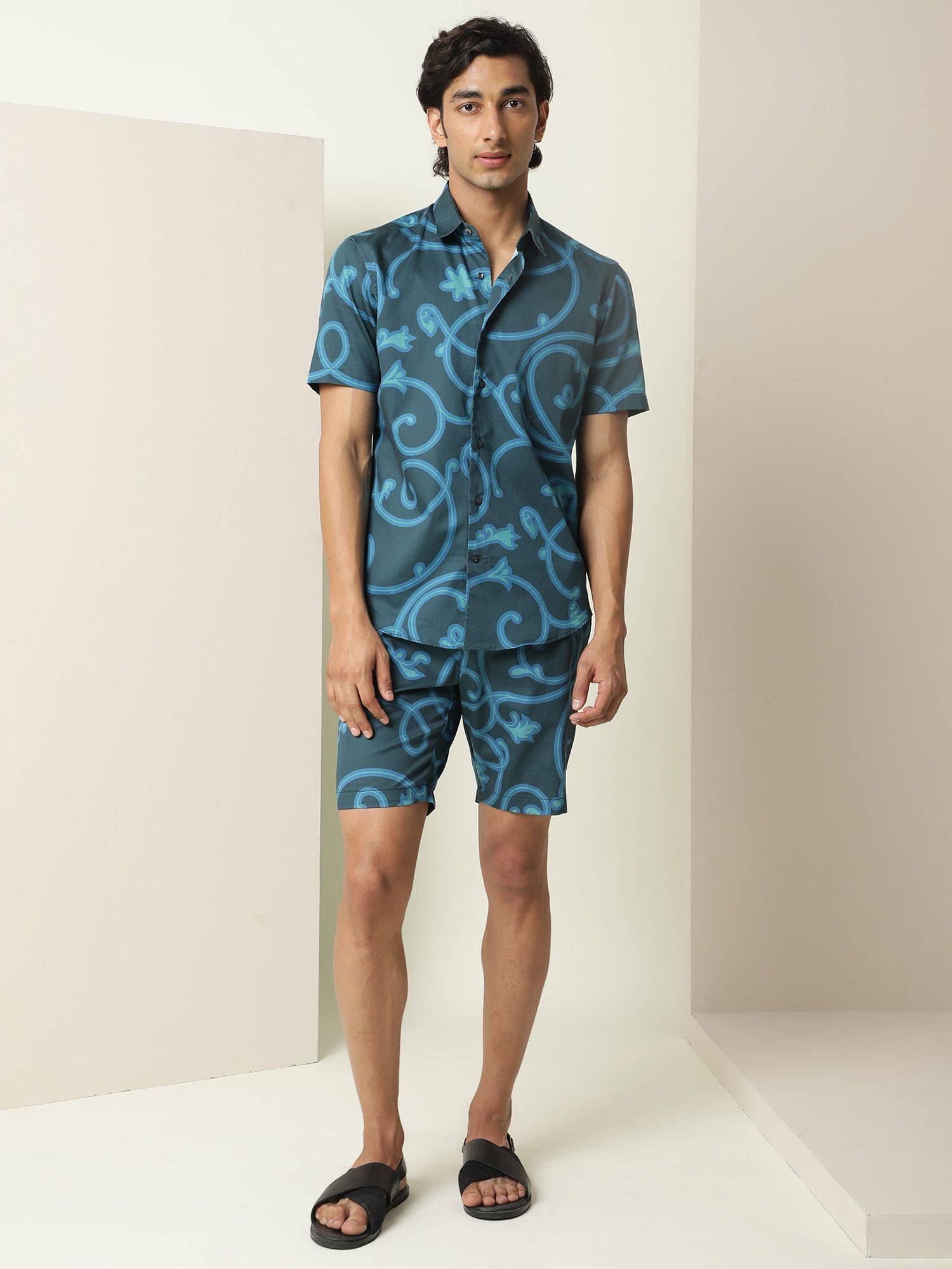 Buy RARE RABBIT Montil Petrol Shirt Online