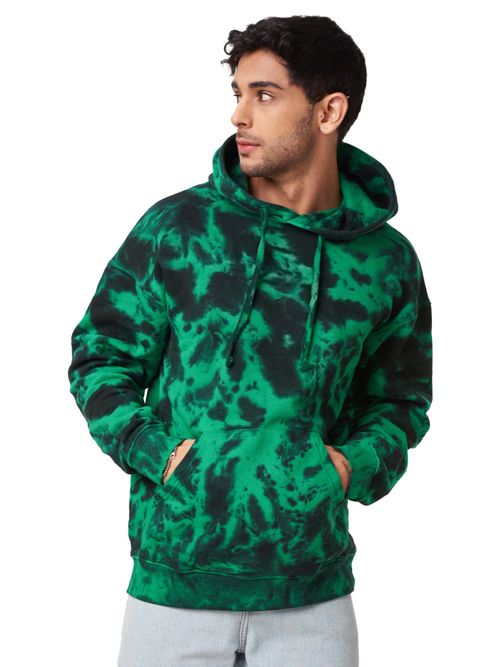 The Souled Store Tie Dye Slime Green Color Dyed Men Oversized Hoodies