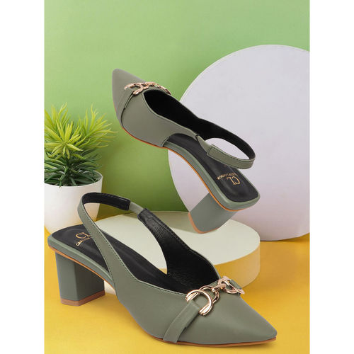 Buy Carlton London Olive Solid Backstrap Women Party Wear Heeled