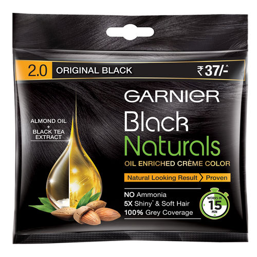 Garnier Black Naturals Oil Enriched Cream Hair Colour  Original Black:  Buy Garnier Black Naturals Oil Enriched Cream Hair Colour  Original  Black Online at Best Price in India | Nykaa
