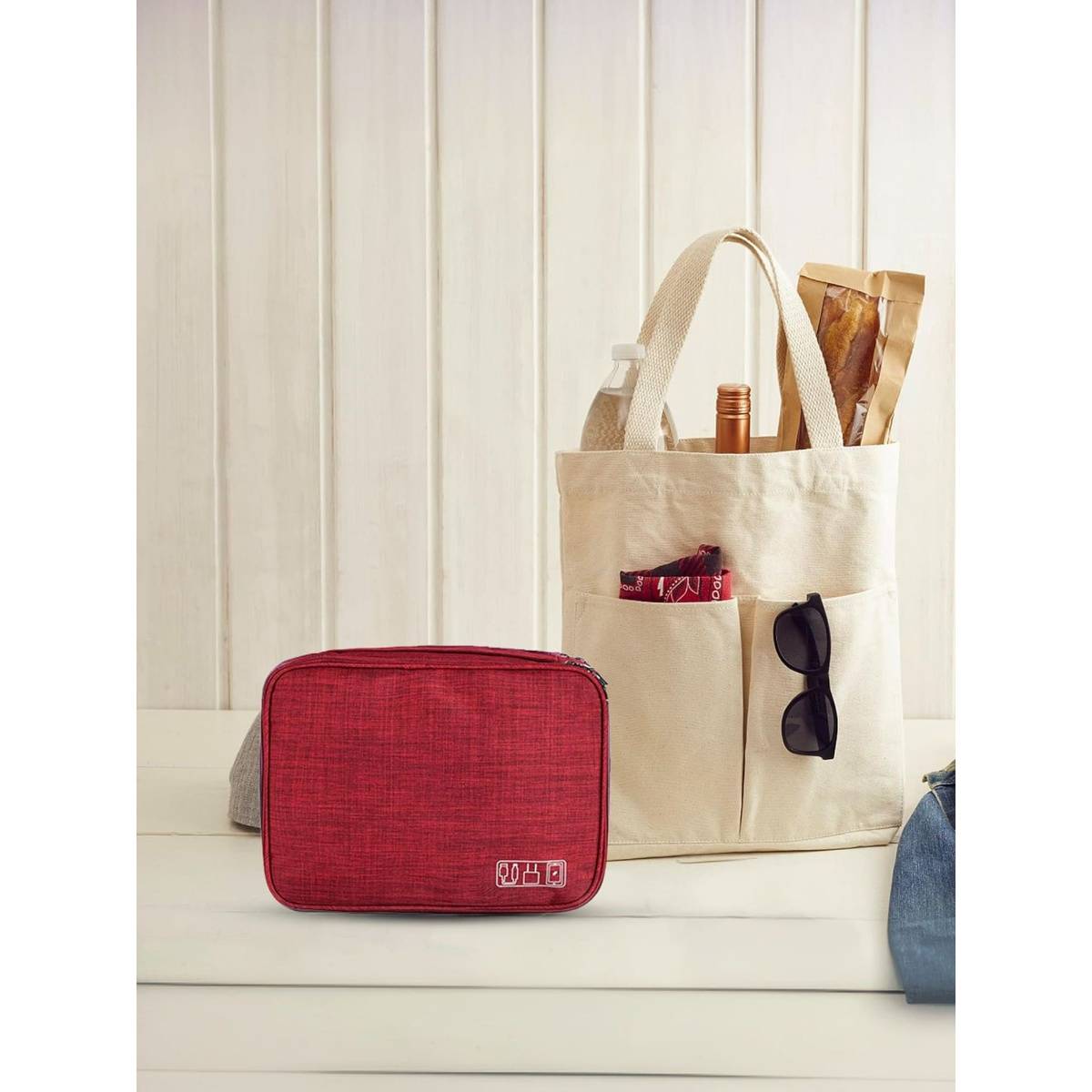 UMAI 2 Compartments Polyester Travel Organizer- Red
