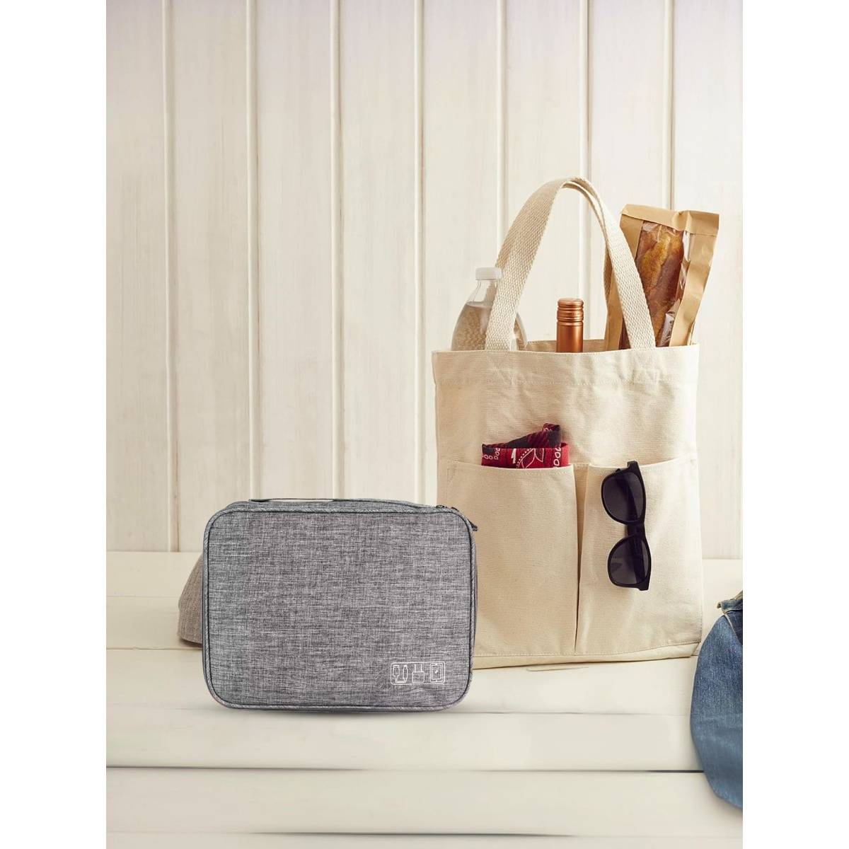 UMAI 2 Compartments Polyester Travel Organizer- Grey