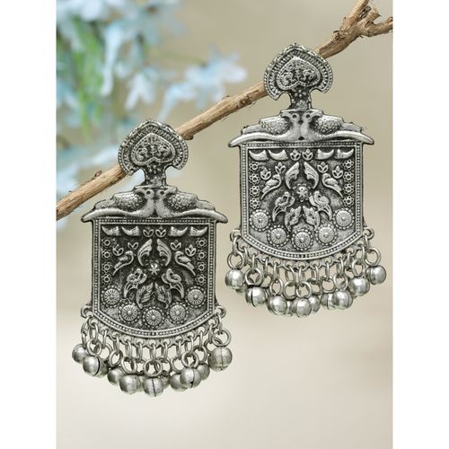 Buy Moedbuille Silver Ghungroo Studded Tasselled Design Oxidised