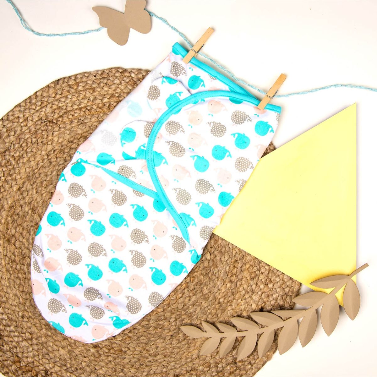 Kicks and Crawl Whales Velcro Ready Swaddle MultiColor Buy Kicks