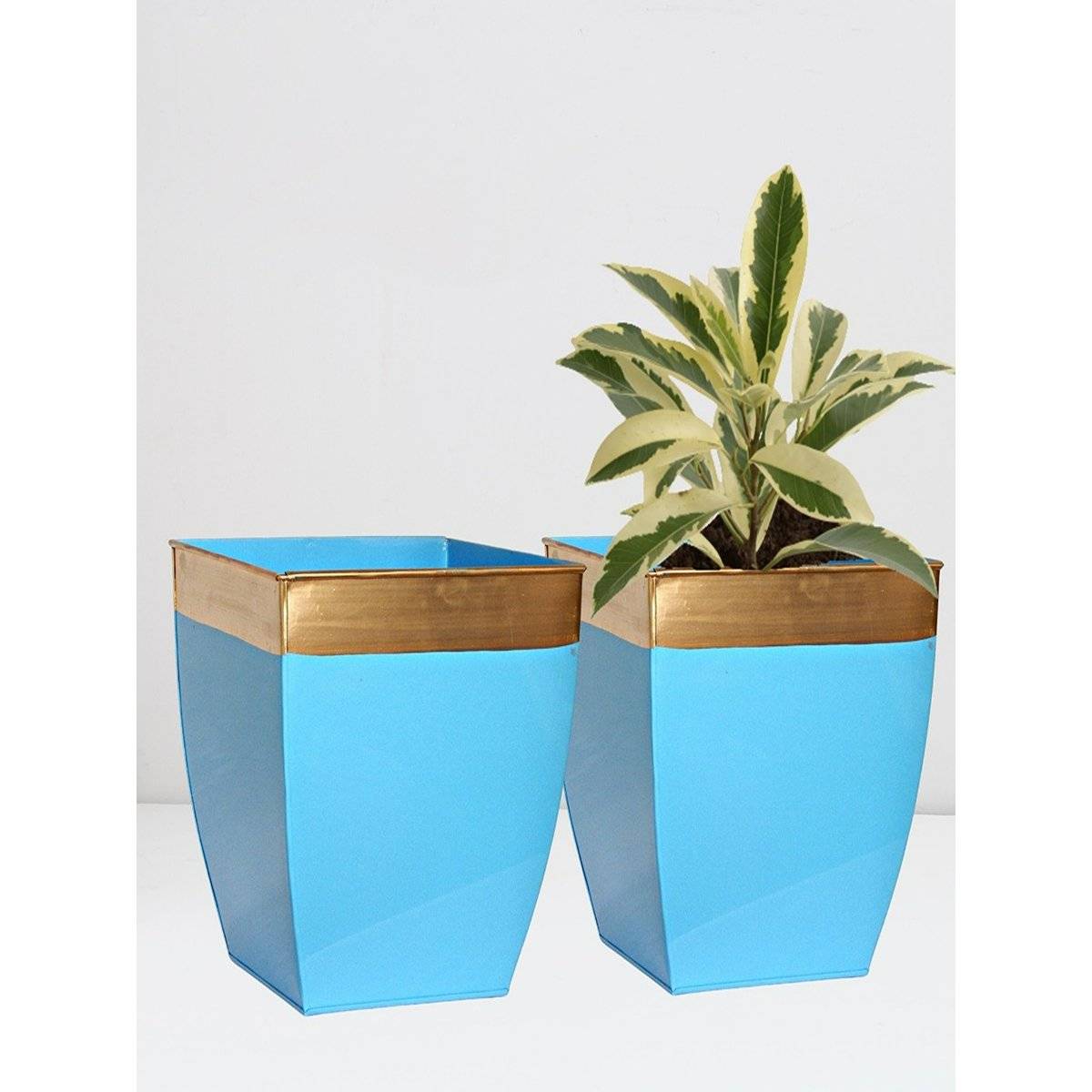Ecofynd Midland 8Inches Blue Tapered Planter