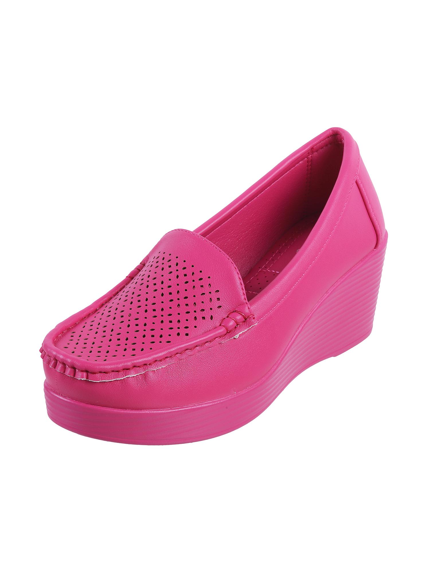 Buy Metro Women Rani Pink Synthetic Slip On Pumps Online