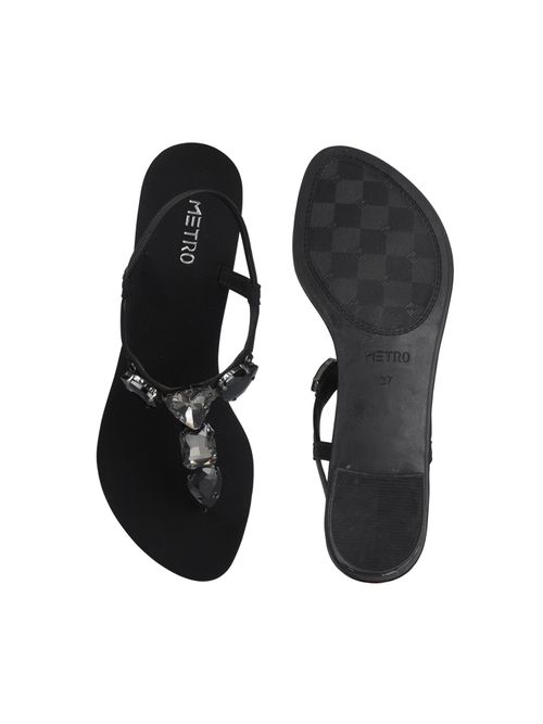 Buy Metro Women Black Synthetic Back Strap Sandals Online