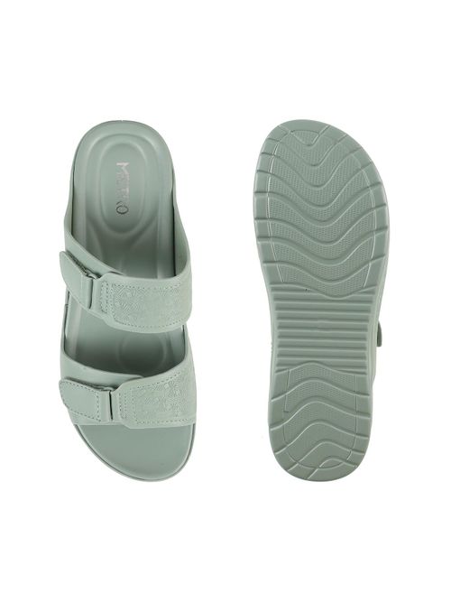 Buy Metro Women Green Synthetic Slip On Sandals Online