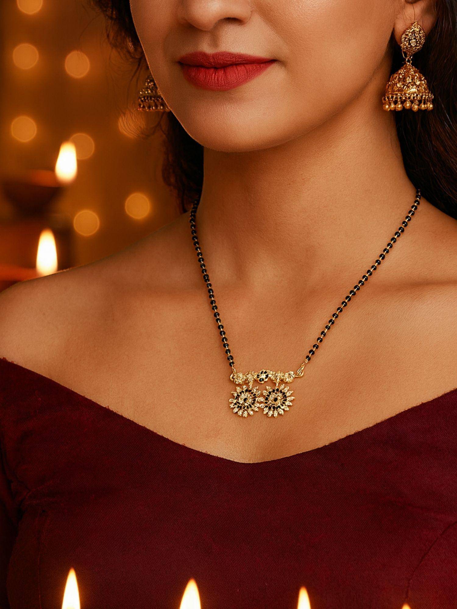 Digital Dress Room Black Brass Gold Plated Mangalsutra