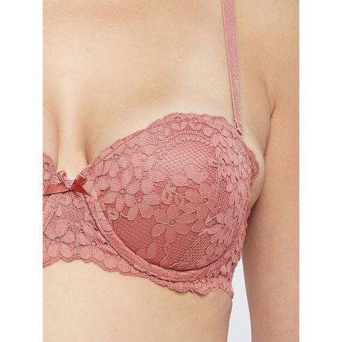 Buy Padded Underwired Demi Cup Level 3 Push-up Bra & Panty in Dusty Pink -  Lace Online India, Best Prices, COD - Clovia - BP2144P22