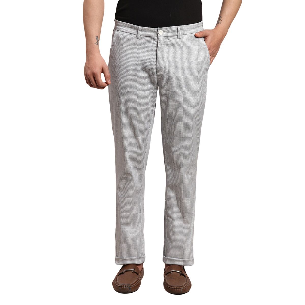 Buy ColorPlus Dark Khaki Regular Fit Trousers for Men Online @ Tata CLiQ