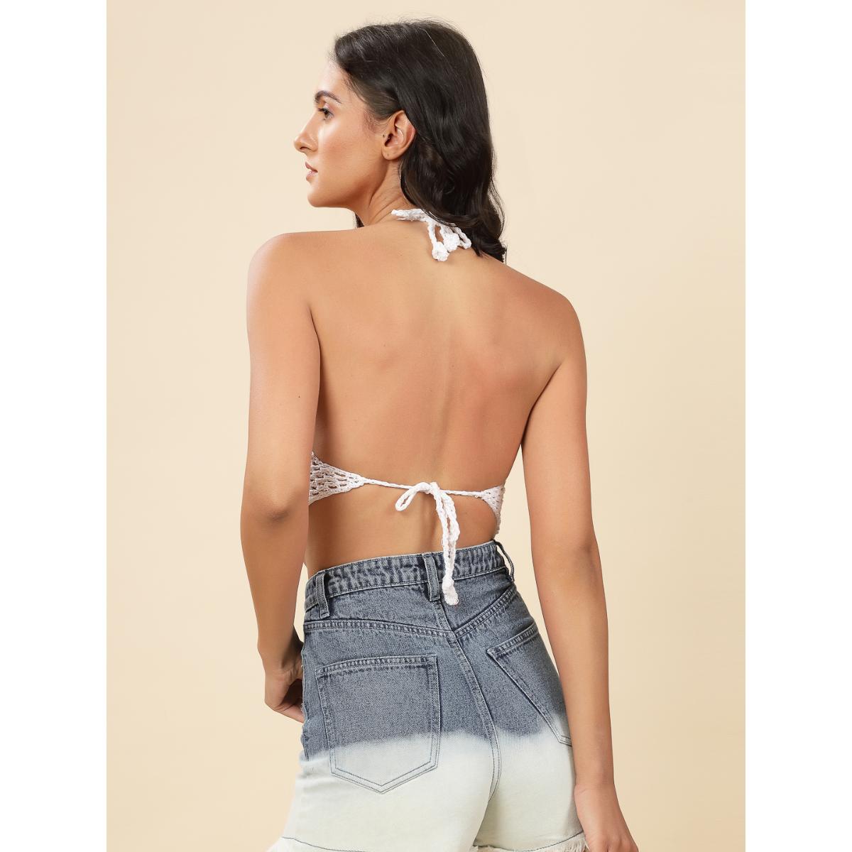 white halter top bralette