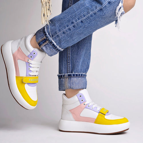 Buy Shoetopia Smart Casual Lace-Up White Sneakers For Women