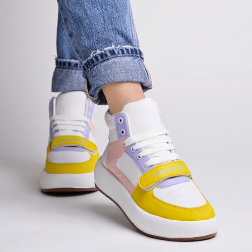 Buy Shoetopia Smart Casual Lace-Up White Sneakers For Women