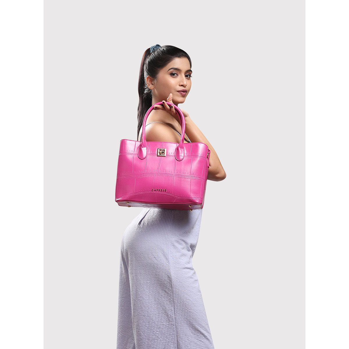 Buy Caprese Mink Satchel Bag Pink S Online