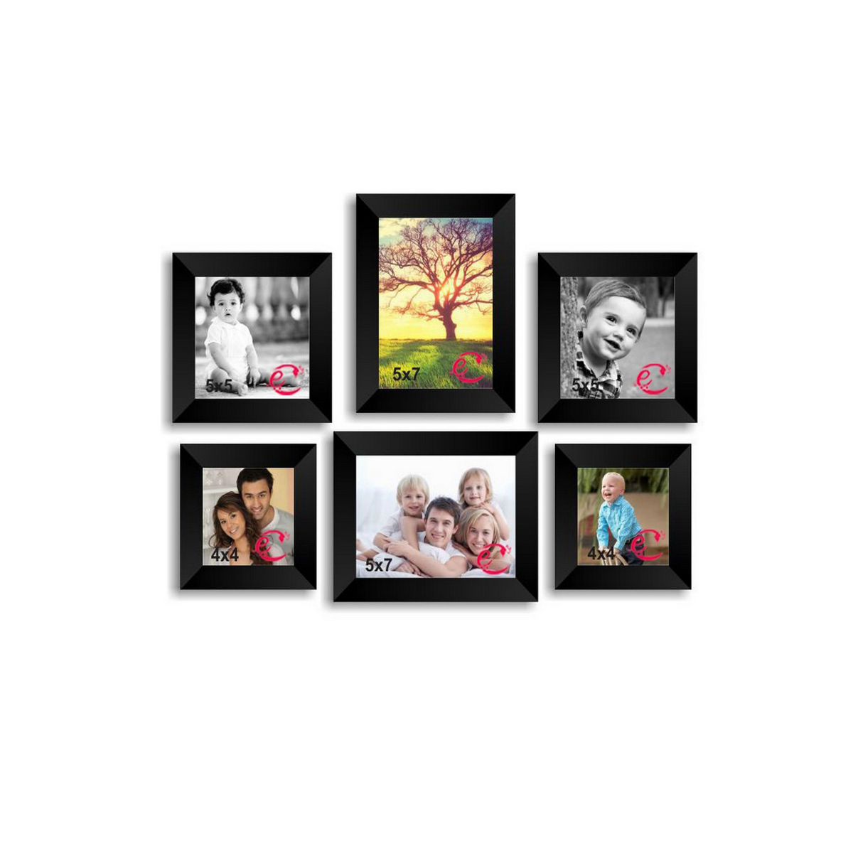 eCraftIndia Memory Wall Collage Photo Frame Set of 6 Photo Frames