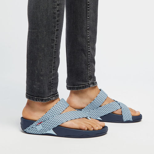 Buy Fitflop Blue White Synthetic Mens Sandals Online