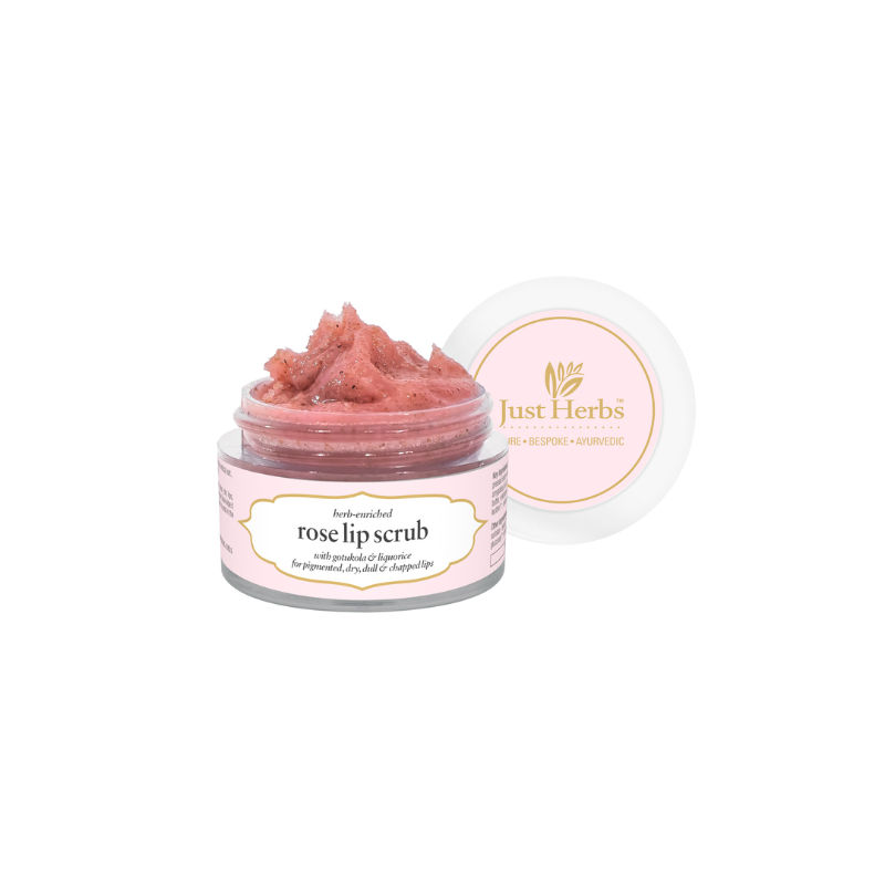 Just Herbs Ayurvedic Vegan Rose Lip Scrub for Dark,Dry & Chapped Lips