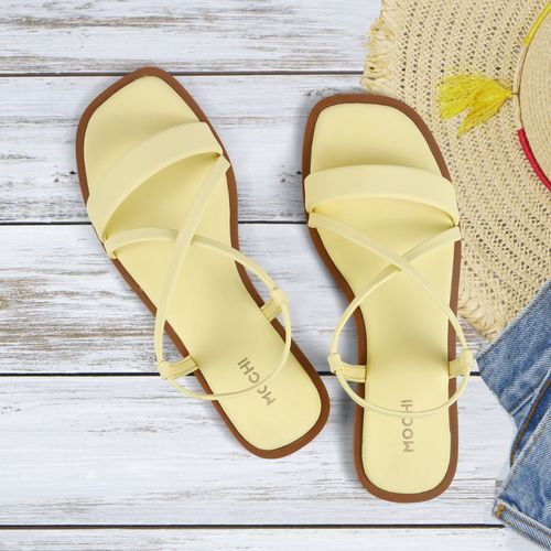 Mochi Women Elegant Yellow Sandals (EURO 36)