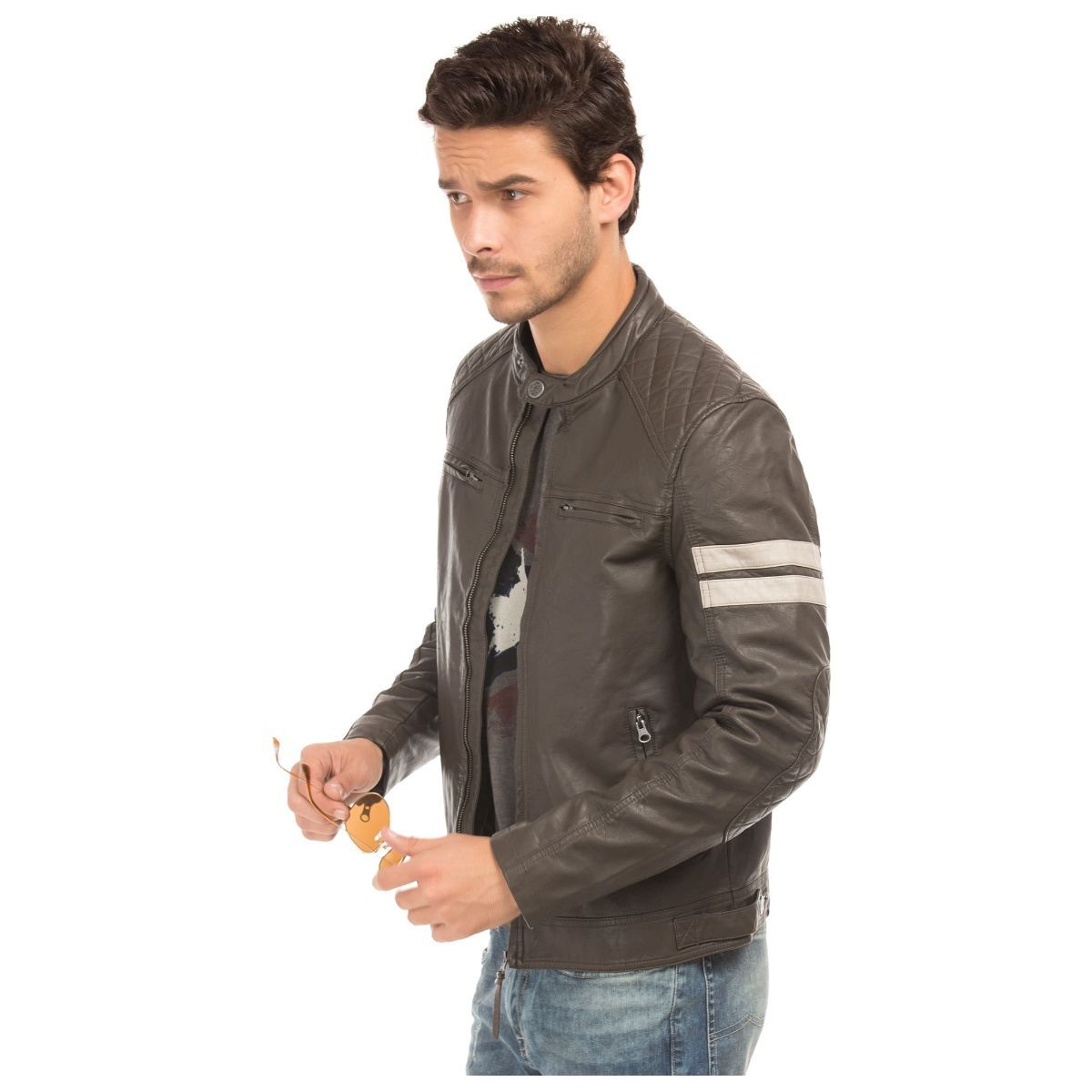 Ed hardy panelled biker jacket sale