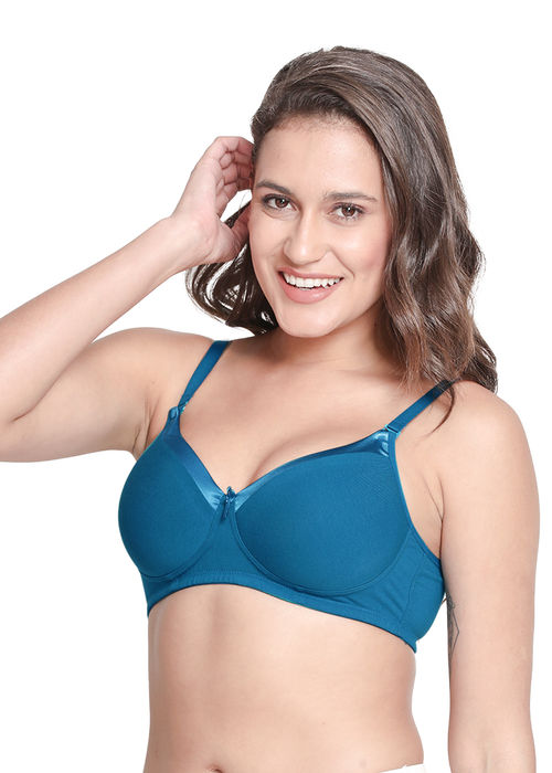 Susie by Shyaway Neck Satin Wirefree Full Coverage Cotton Padded  Bra-Multicolor(Pack of 2) (32C)