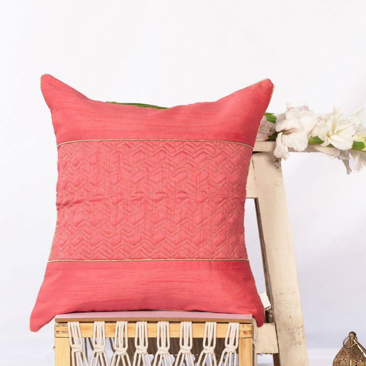 Alcove Pink Quilted Cushion Cover
