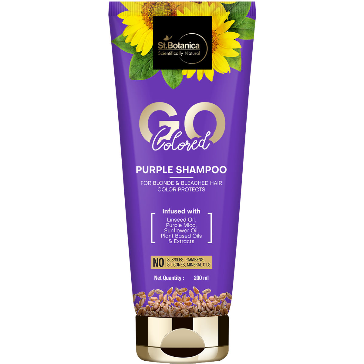 StBotanica GO Colored Purple Hair Shampoo - With Linseed, Purple Mica, No Sulphate, Silicone