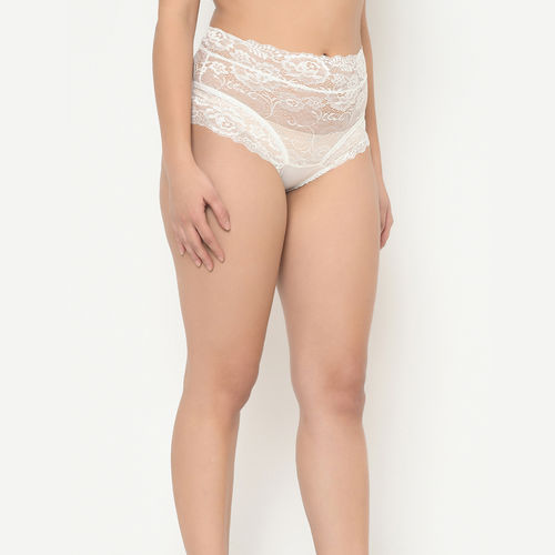 Buy Curvy Love Plus Size Lacy Criss Cross Panty - White Online
