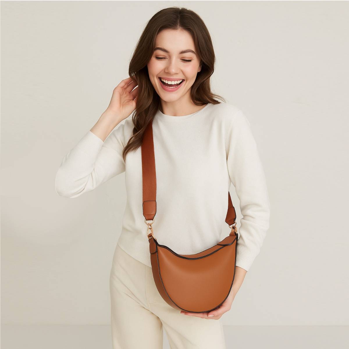 Angeline Tan Everyday Use Sling Bag with Detachable Strap