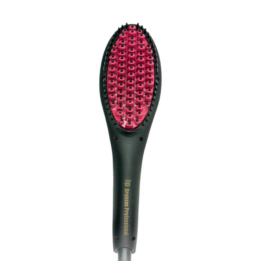 Bronson Professional Simply Straight Artifact Ceramic Hair Straightening Brush, Black/Pink