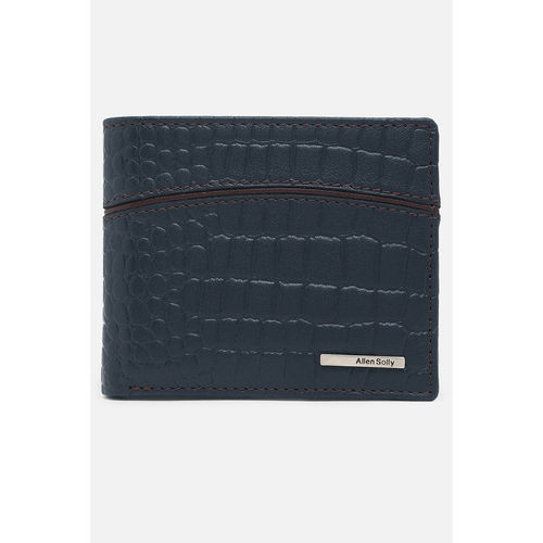 Buy Allen Solly Men Navy Textured Genuine Leather Wallet Online
