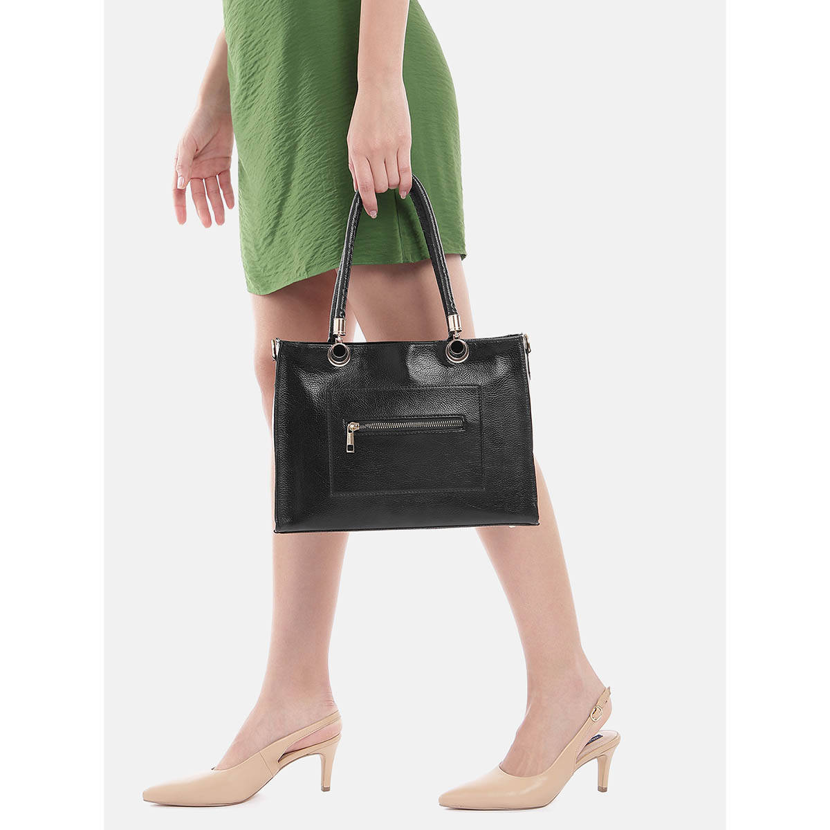Fabbhue Womens Black Shoulder Bag with Detachable Strap