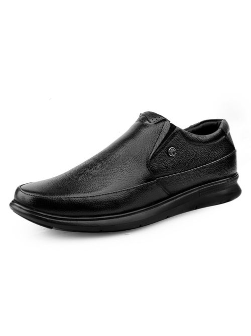 Bacca Bucci Leather Office Slip-On Formal Shoes-Black
