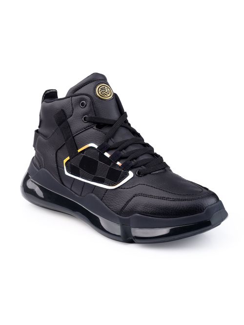 Bacca Bucci Yoddha High Top Elevated High-Street Fashion Sneakers-Black