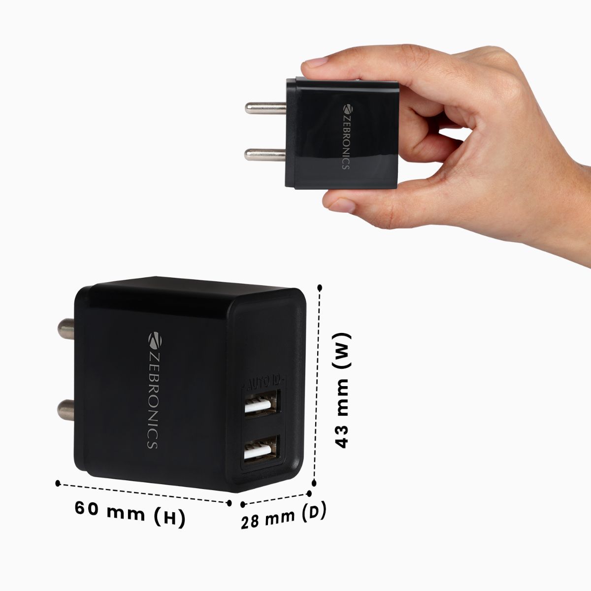 Zebronics Zebma5223 Usb Charger Adapter Micro Usb Cable, 2 Usb Ports