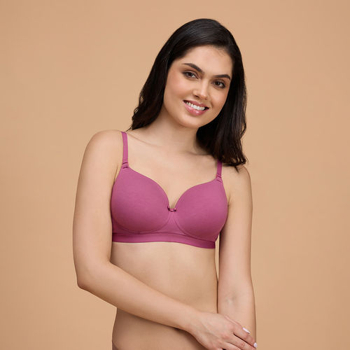 NYKD By Nykaa Breathe Cotton Padded Wireless Transparent Back Bra 3-4th  Coverage - Rose NYB007 (34B)