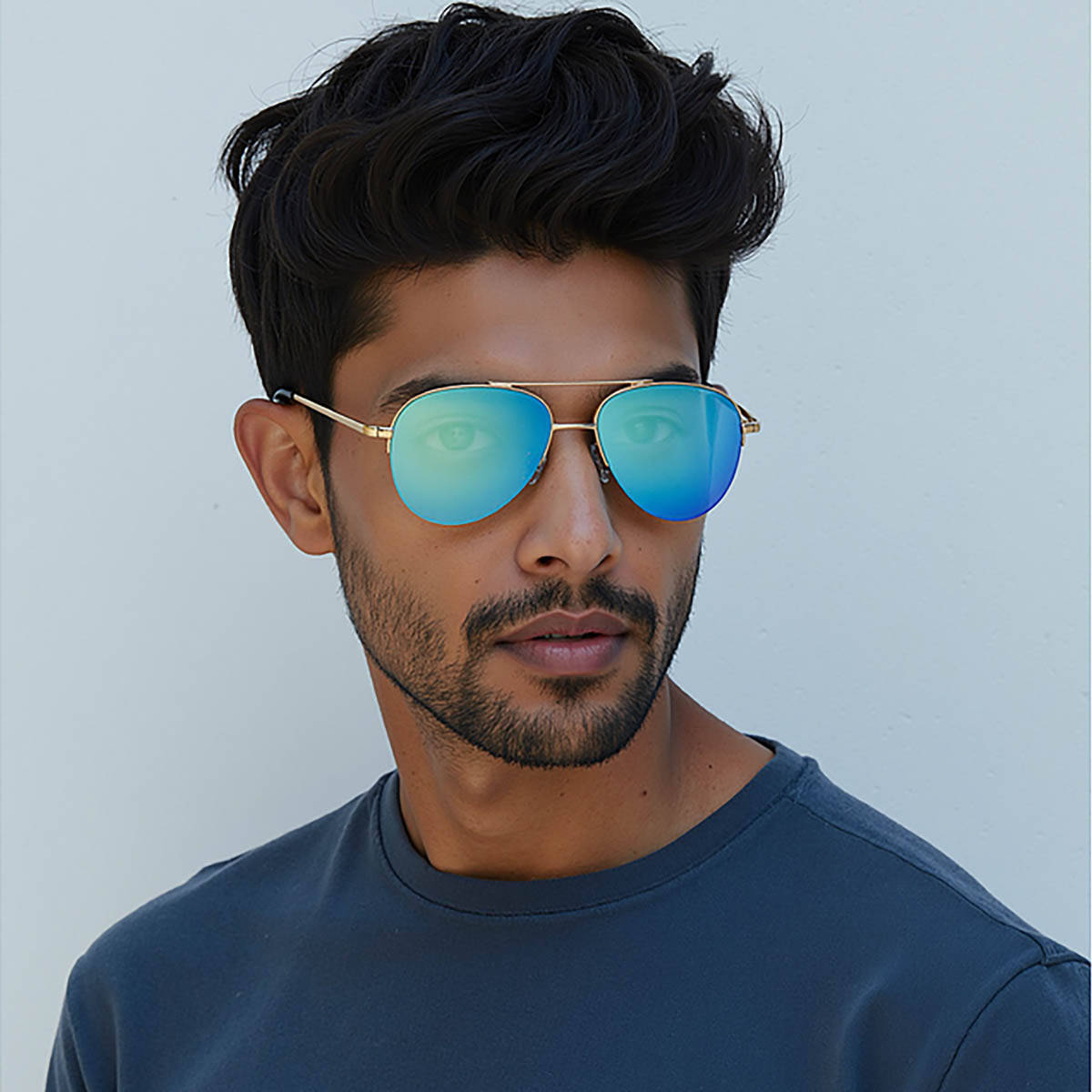 Half Rim Aviators Buy Vincent Chase Blue Mirror Gold Half Rim Aviator Metal VC S000642 ...