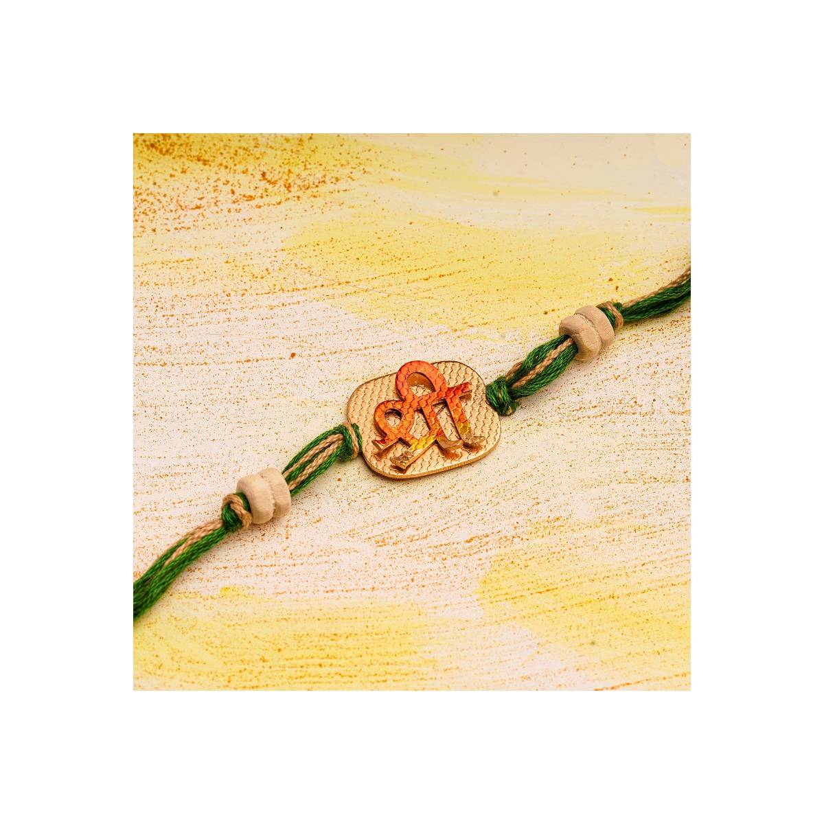 Square Rakhi Buy Suhani Pittie Square Shree Rakhi with Tulsi Beads & Green Thread ...