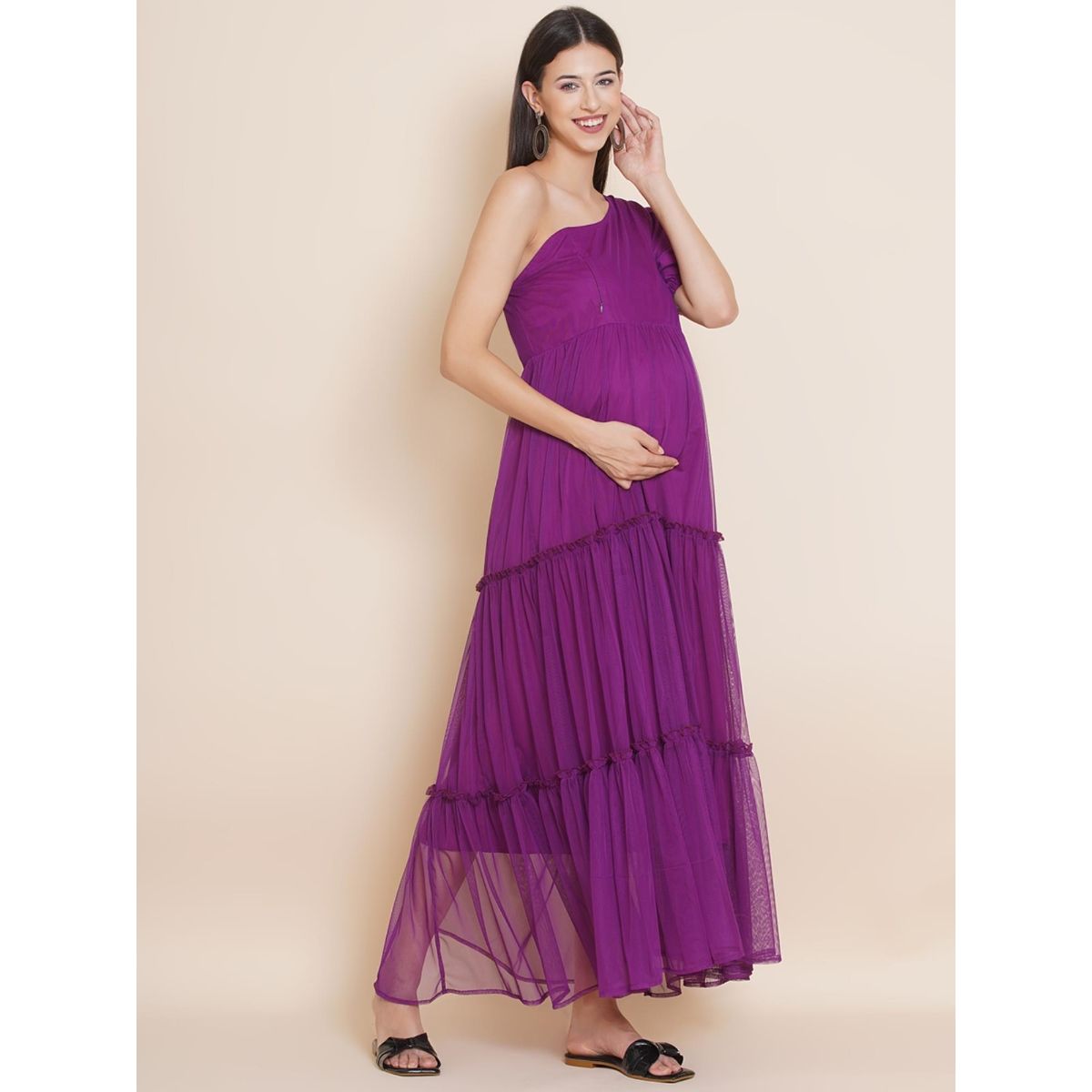 Mine4Nine Womens Maternity Solid Violet Blue Color Maxi Baby Shower Dress Buy Mine4Nine Womens