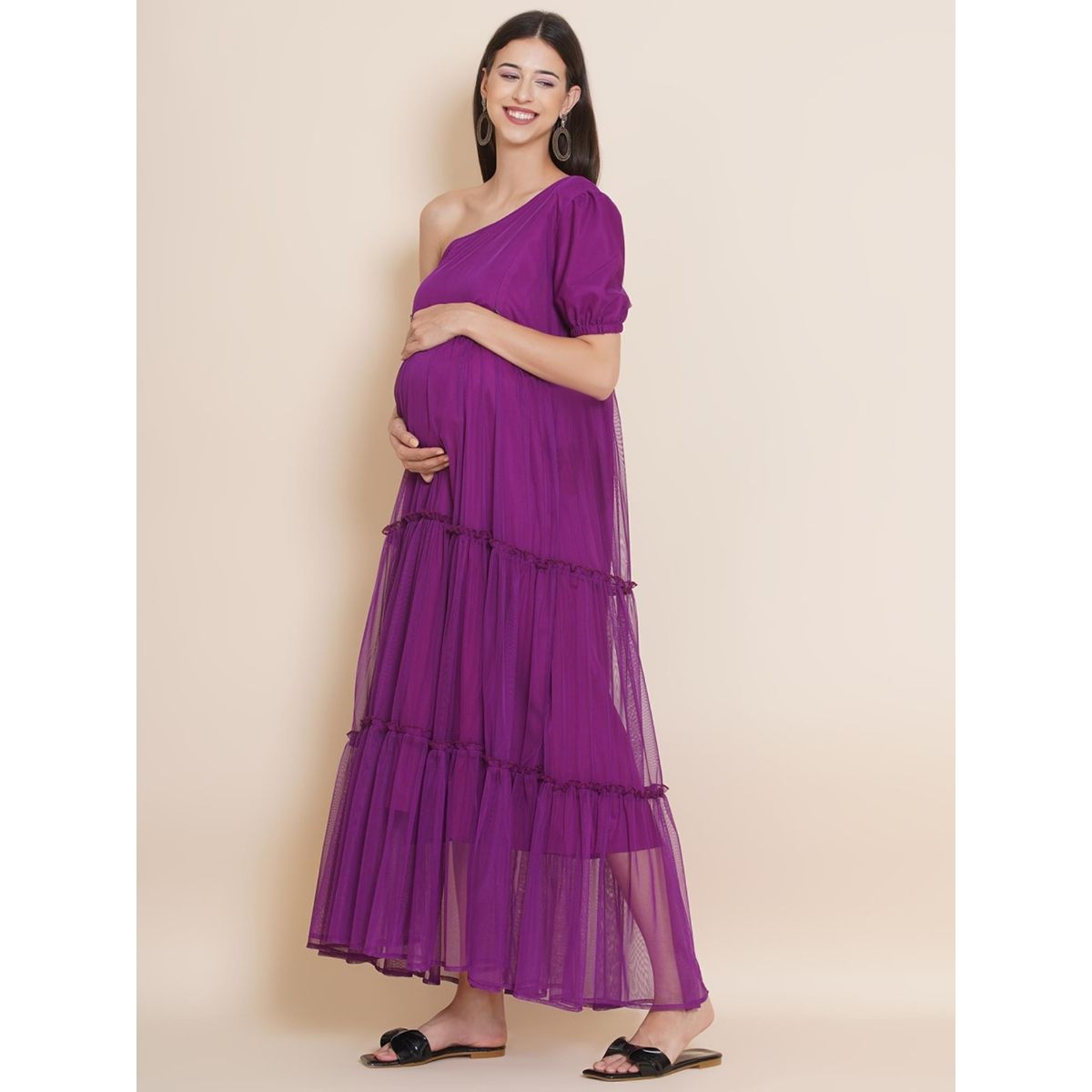 Mine4Nine Womens Maternity Solid Violet Blue Color Maxi Baby Shower Dress Buy Mine4Nine Womens