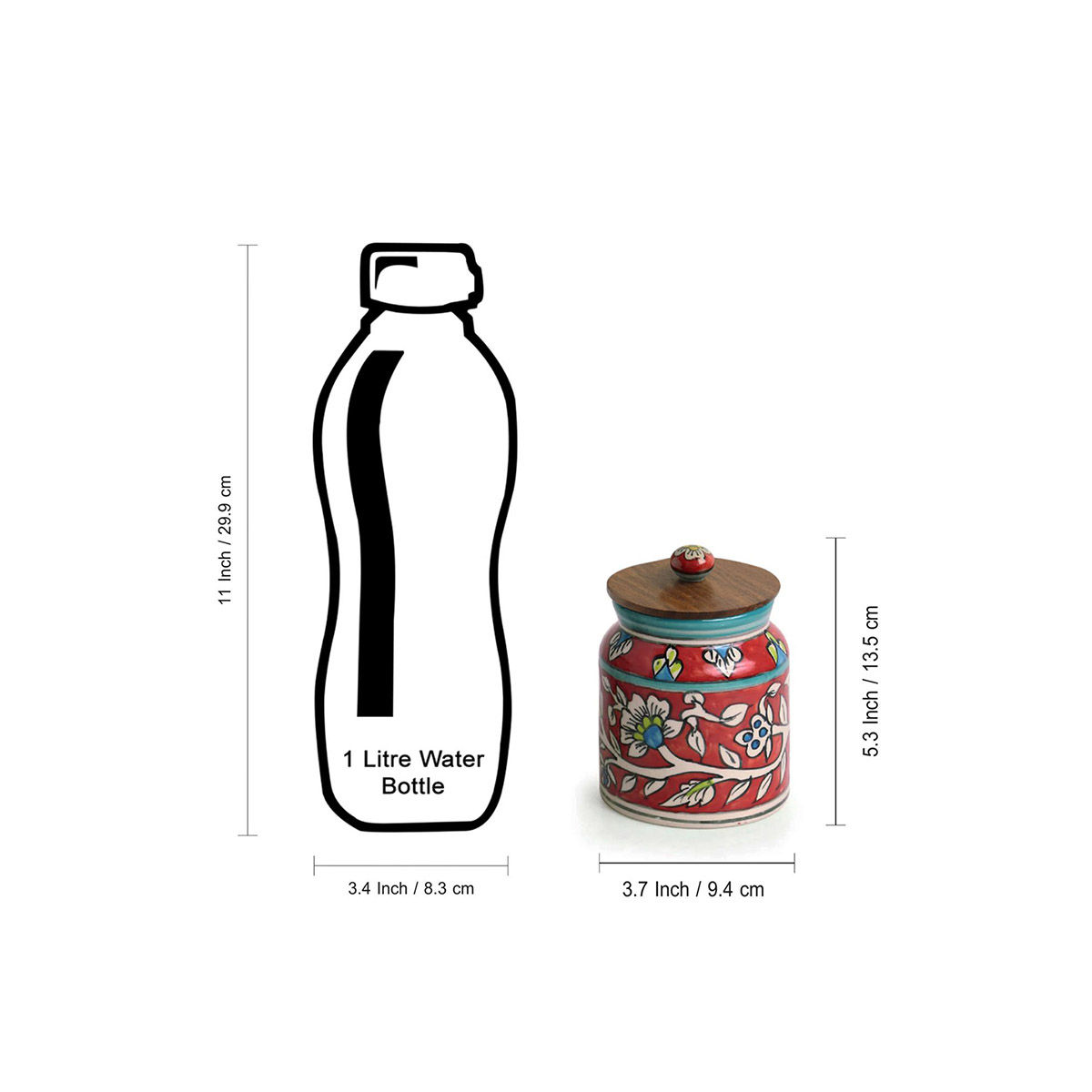 ExclusiveLane Mughal Floral HandPainted Ceramic Storage Jars