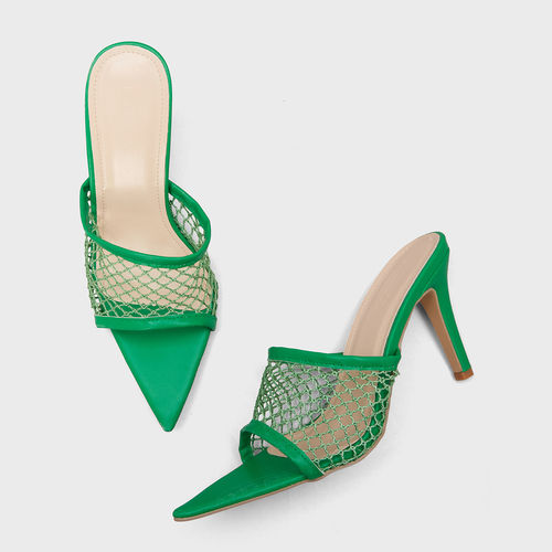 Buy MIXT by Nykaa Fashion Green Pointed Toe Mesh Stiletto Heels Online