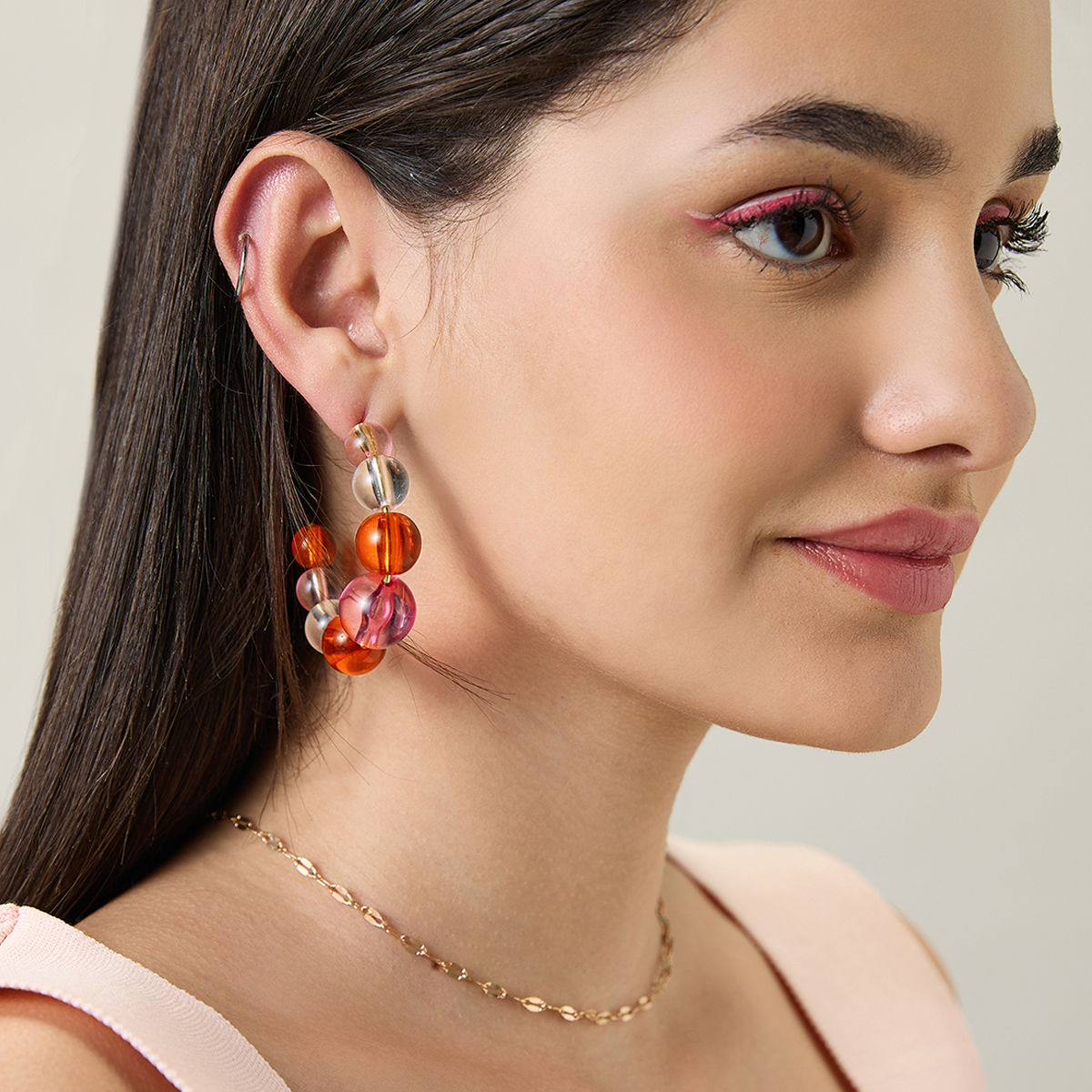 Multicolor Glass Bead Hoop Earring | ZENZII Wholesale Jewelry